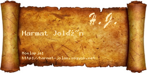 Harmat Jolán névjegykártya